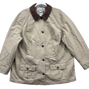 L.L. Bean Tan Utility Jacket with Brown Collar